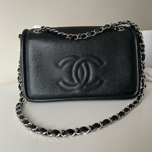 Chanel Black Quilted Caviar Leather Timeless Single Flap Bag